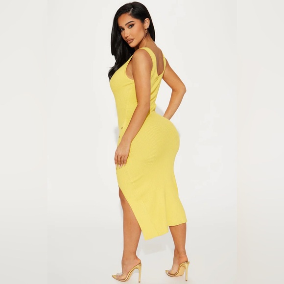 Fashion nova - Miranda Sweater Midi Dress - Yellow - Picture 4 of 8